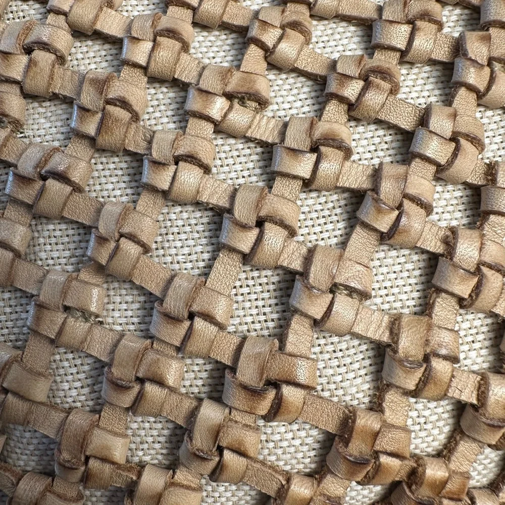Genuine Leather Woven Crossbody Bag Tan Boho Small Purse - Picture 5 of 7